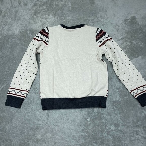Lands End Womens Bear Fair Isle Sweater Size L Cream/Gray New a0785 - Picture 7 of 8